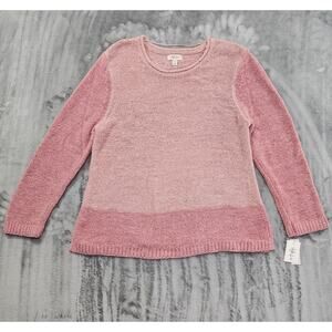 NEW Style&Co Scoop Neck Sweater Size XXL 2X Pink Tonal Color Block Open Stitch